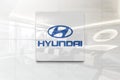 Hyundai motor company on glossy office wall realistic texture